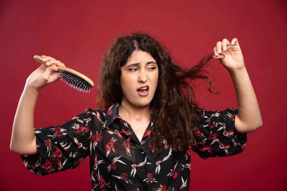 Female with tangled  hair