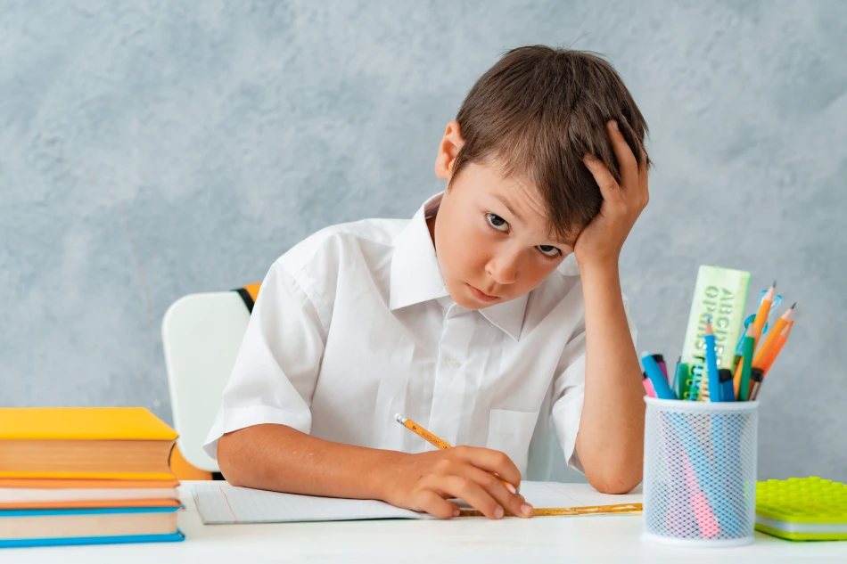 Child bored at home while being tutored